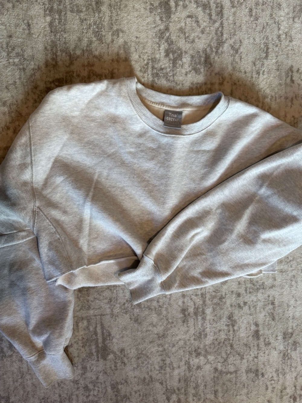 Aritzia Light Grey Cropped Crewneck Sweatshirt